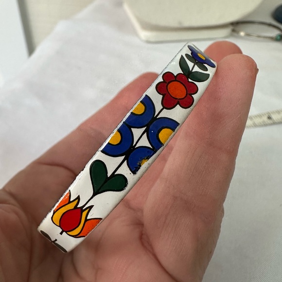 Amish PA Dutch metal enameled bracelet - Picture 6 of 6